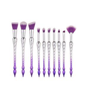 10-Piece Set: Spiral Tower Makeup Brushes - Purple
